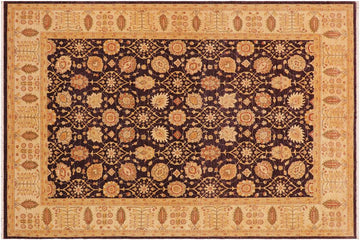 handmade Transitional Kafkaz Chobi Ziegler Aubergine Beige Hand Knotted RECTANGLE 100% WOOL area rug 9 x 12